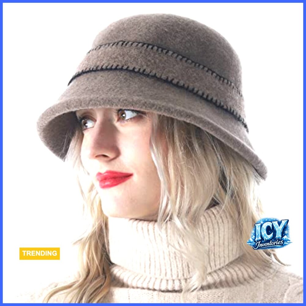 Wool Bucket Hat Adjustable Drawstring Winter Vint… - image 2